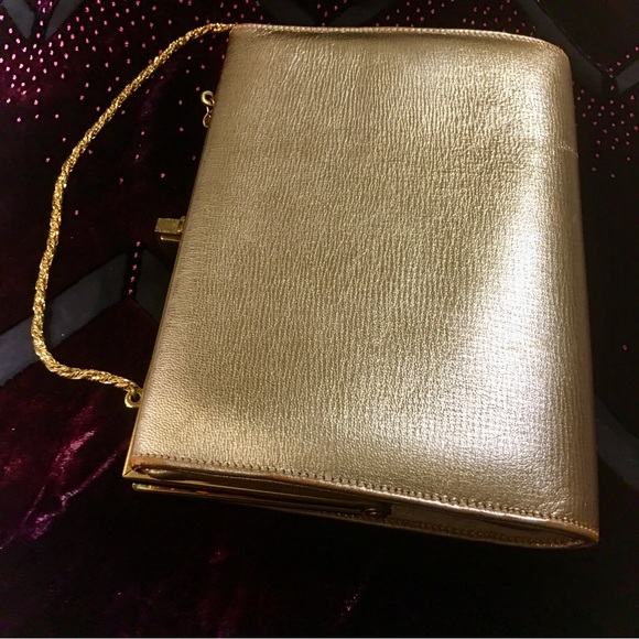 VINTAGE 1960s NICHOLAS REICH FOR BONWIT TELLER GOLD EVENING PURSE—RARE & ELEGANT - Picture 14 of 16